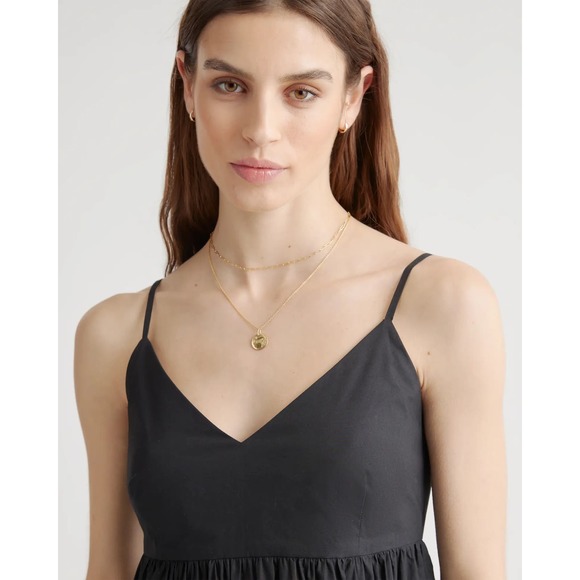 QUINCE Black 100% Organic Cotton Poplin Sleeveless Maxi Dress NWT Size XS - Picture 2 of 13